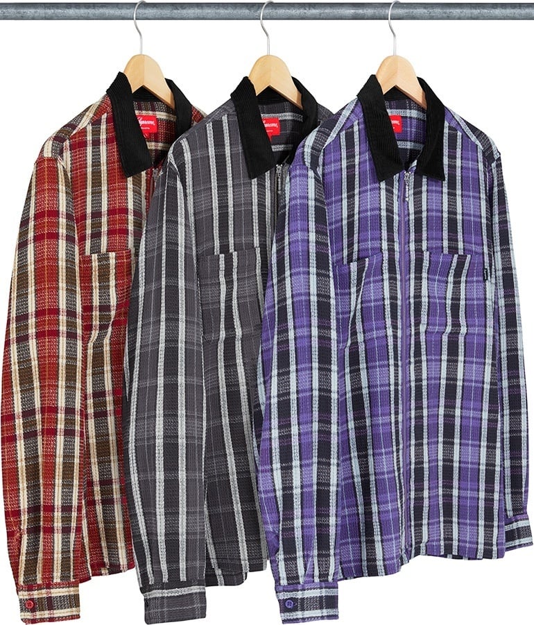 Plaid Thermal Zip Up Shirt